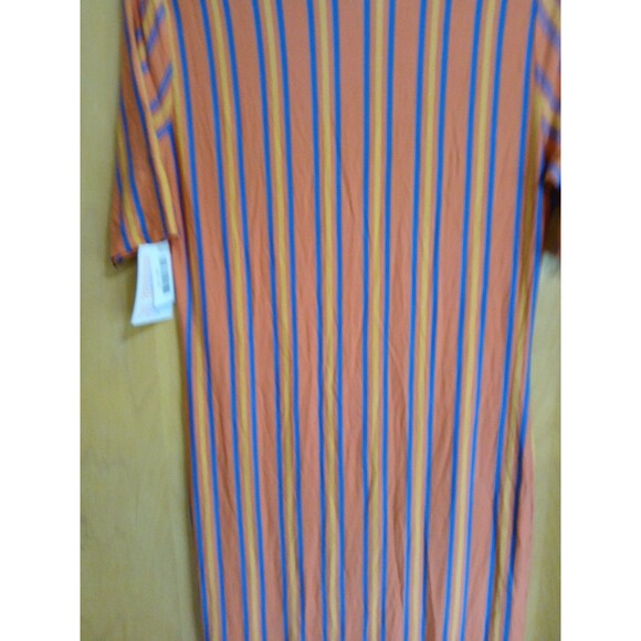 LuLaRoe Julia Bodycon Orange/Blue/Yellow Stripped Dress Womens 2XL - Picture 12 of 16